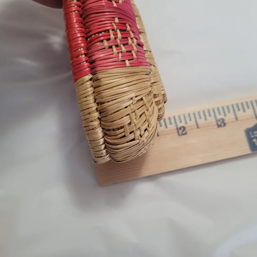 Jewlery Trinket Baskets 2 Small Woven Vintage Handmade